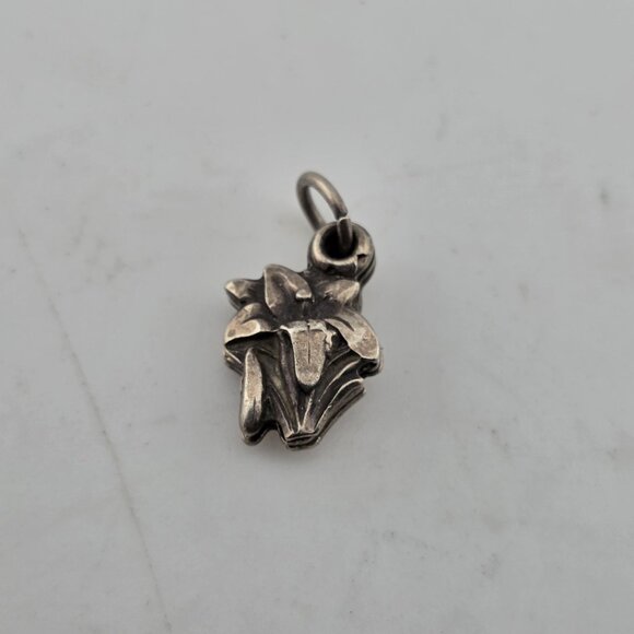 ORNATE ART DECO STERLING SILVER TRIPLE PART FLOWER RELIGIOUS CROSS CHARM 925 - Picture 1 of 12